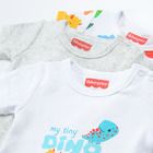 Cool Club, Body cu maneca scurta pentru baieti, bumbac organic, mix de culori, Fisher-Price, set 3 buc.