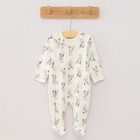 Cool Club, Pijama tip salopeta pentru fete, bumbac organic, ecru, roz, gri, imprimeu Bambi, set 3 buc.