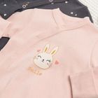 Cool Club, Pijama tip salopeta pentru fete, bumbac organic, roz, negru-grafit, imprimeu inimioare, set 2 buc.