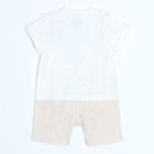 Cool Club, Salopeta rompers pentru baieti, bumbac organic, ecru, imprimeu Disney