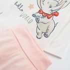 Cool Club, Set pentru fete, body cu maneca lunga, pantaloni, ecru, imprimeu Dumbo