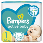 Pampers Active Baby, scutece marimea 1, 2-5 kg, 43 buc.