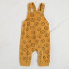 Cool Club, Set pentru baieti, body cu maneca lunga, salopeta, velur, bumbac organic, ecru, galben, imprimeu lei