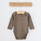 Cool Club, Body cu maneca lunga pentru baieti, maro, ecru, imprimeu animale salbatice, set 3 buc.