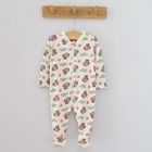 Cool Club, Pijama tip salopeta pentru baieti, bumbac organic, ecru, bej, rosu, Fisher-Price, set 3 buc.