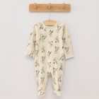 Cool Club, Pijama tip salopeta pentru fete, bumbac organic, ecru, roz, gri, imprimeu Bambi, set 3 buc.