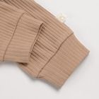 Cool Club, Set pentru baieti, Body cu maneca lunga, Pijama tip salopeta, Caciula, bumbac organic, ecru, maro