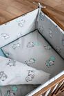 Elefanti, set lenjerie de pat si aparatori patut, 3 piese, menta verde, 90-120 cm