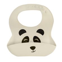Cool Club, Baveta cu buzunar pentru bebelusi, culoare ecru, imprimeu panda