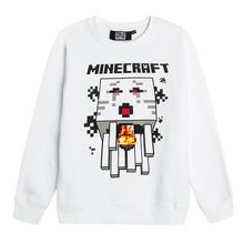 Cool Club, Bluza baieti, alb, imprimeu Minecraft