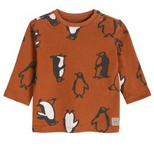 Cool Club, Bluza cu maneca lunga pentru baieti, maro, imprimeu pinguini