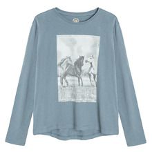 Cool Club, Bluza cu maneca lunga pentru fete, albastru, imprimeu cai