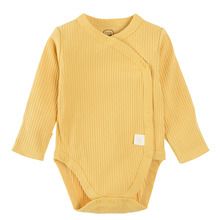 Cool Club, Body cu maneca lunga pentru bebelusi, din tricot striat, galben-mustar