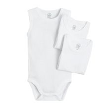 Cool Club, Body fara maneci pentru bebelusi, bumbac organic, alb, set 3 buc.