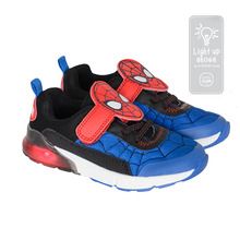 Cool Club, Pantofi sport pentru baieti, negru-albastru, cu lumini led, imprimeu Spider-Man