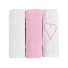 Cool Club, Scutece textile din finet pentru fetite, alb, roz, 70-70 cm, set 3 buc.
