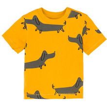 Cool Club, Tricou pentru baieti, galben, imprimeu catei dachshund