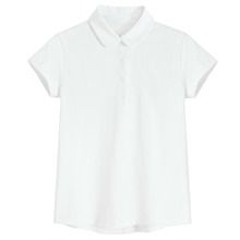 Cool Club, Tricou polo alb pentru fete, cu volanase