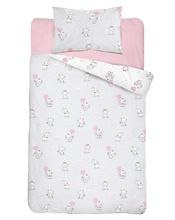 Elefanti, set lenjerie de pat single, roz, 100-135 cm
