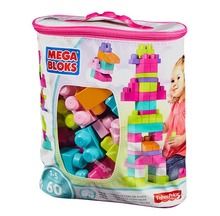 Mega Bloks, geanta cu blocuri, roz, set de constructie, 60 piese