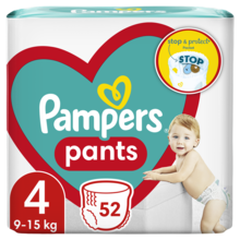 Pampers Pants, scutece-chilotel marimea 4, 9-15 kg, 52 buc.