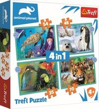 Trefl, Animal Planet, Lumea misterioasa a animalelor, puzzle 4in1, 71 piese