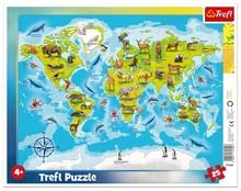 Trefl, Frame, Harta lumii cu animale, puzzle, 25 piese