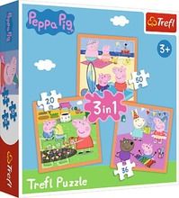 Trefl, Purcelusa Peppa, Purcelusa Peppa inventiva, puzzle 3in1, 106 piese