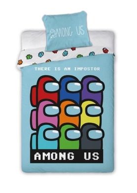 Among Us, set lenjerie de pat single, albastru, 160-200 cm