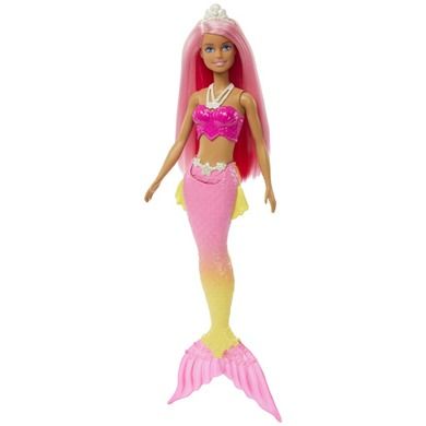 Barbie, papusa sirene, roz-galben coada