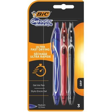 Bic, Gel-ocity Quick Dry, pix cu gel, 3 culoare