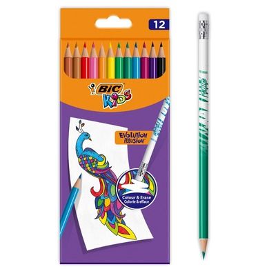 Bic, Kids Evolution Illusion, creioane colorate, 12 buc.