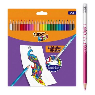 Bic, Kids Evolution Illusion, creioane colorate, 24 buc.