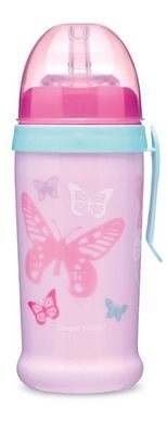 Canpol babies, Butterfly, canita sport anti-varsare cu duza din silicon, roz, 350 ml