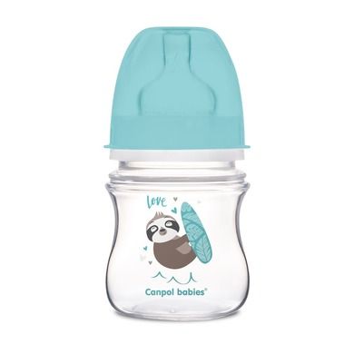 Canpol babies, EasyStart, Exotic Animals, biberon cu gatul larg, albastru, 0m+, 120 ml