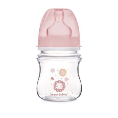 Canpol babies, EasyStart, Newborn baby, biberon cu gatul larg, 120 ml, roz, 0m+