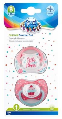 Canpol babies, suzeta din silicon, simetrica, corai, 6-18m