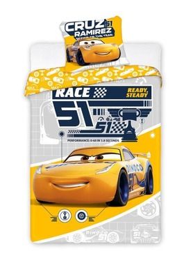 Cars 3, set lenjerie de pat single, 140-200 cm