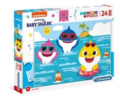 Clementoni, Maxi Super Color, Baby Shark, puzzle, 24 piese