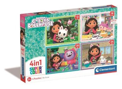 Clementoni, Super Color, Gabby's Dollhouse, Gabby, puzzle 4in1, 72 piese