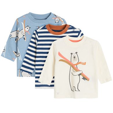 Cool Club, Bluza cu maneca lunga pentru baieti, ecru, albastru, bleumarin, set 3 buc.