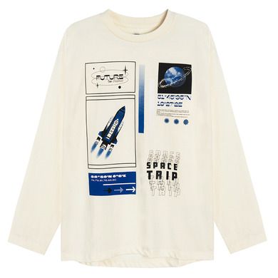 Cool Club, Bluza cu maneca lunga pentru baieti, ecru, imprimeu Future is now