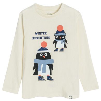 Cool Club, Bluza cu maneca lunga pentru baieti, ecru, imprimeu Winter adventure