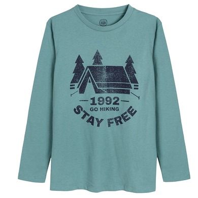 Cool Club, Bluza cu maneca lunga pentru baieti, turcoaz, imprimeu Stay free