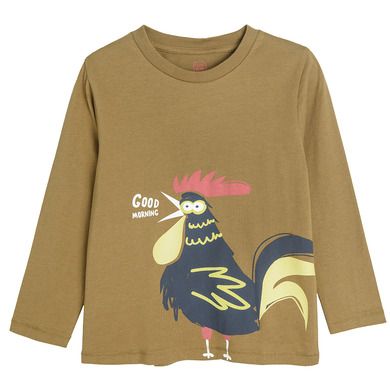 Cool Club, Bluza cu maneca lunga pentru baieti, verde, imprimeu cocos, Good morning