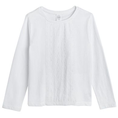 Cool Club, Bluza cu maneca lunga pentru fete, alb, broderie englezeasca