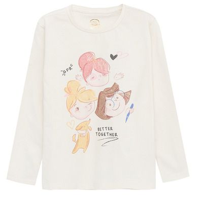 Cool Club, Bluza cu maneca lunga pentru fete, ecru, imprimeu Better together