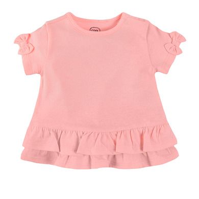 Cool Club, Bluza cu maneca scurta pentru fete, coral fluo, cu volanase