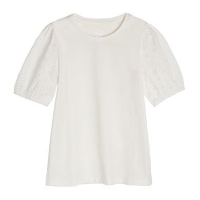 Cool Club, Bluza cu maneca scurta pentru fete, ecru, broderie englezeasca