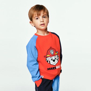 Cool Club, Bluza pentru baieti, rosu-albastru, imprimeu Marshall, Patrula catelusilor